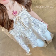 (aunaunn.official) Daphne lace top – Floral Spaghetti Strap With Decoration Very Cute