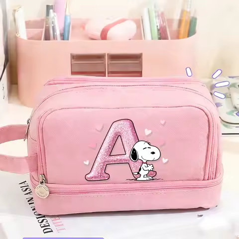 26 letter Snoopy Large Capacity Stationery Case Oxford Cloth Pencil Case Portable Organizer for Scho