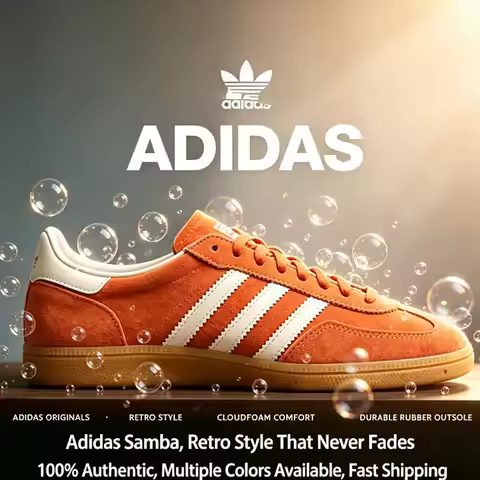 Adidas samba Trefoil Handball Spezial Sneakers, Classic Retro Street Style Low Top Casual Trainers I