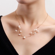 European American Jewelry Simple Hand-woven Branch Freshwater Pearl Necklace Female Pastoral Niche D
