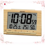 c. b. JAPAN.sg Seiko Clock Alarm Clock Radio Digital Calendar Light Brown Wood Grain 91 x 148 x 47mm