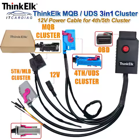 ThinkELK 3IN1 MQB MLB & UDS Cluster Cable 12V Test Platform Dashboard Cable Kit for VW 4/5th Cluster