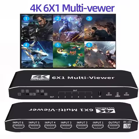 4K 6x1 HDMI Multiviewer 2 3 4 5 6 Screen Divider Dual Image Quad Multi-viewer Seamless Switcher In O