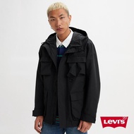 Levis 男款 野營系連帽風衣外套 / 多口袋機能設計 碳黑 人氣新品