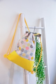 彩色圓點 帆布後背包 束口後背包