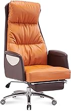 SMLZV Boss Chairs with Segmented Back, Ergonomic Leather Office Chair, Adjustable Liftable Swivel,170° Reclining Executive Chair with Headrest and Footrest (Color : Orange)
