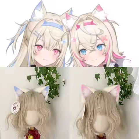 New YouTuber Fuwawa Mococo Cosplay Accessories Cat Ears Hairhoop For Game Party Custom Made