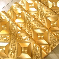 Ceiling Wallpaper Gold Foil Golden Yellow Diamond Grid KTV Living Room Bar Aisle Ceiling Roof Wallpa