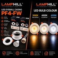LAMPHILL PERFECT ONE~LED RECESSED EYEBALL CASING MODEL: PF4-FW  (GU10) HOLDER, CASING COLOUR WHITE 