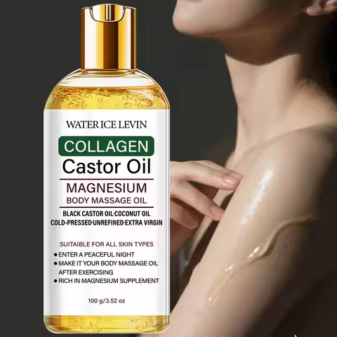 Cold-Pressed Castor Oil Body Massage Oil with Collagen & Magnesium, Moisturizing Care