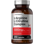 Horbäach L-Arginine L-Citrulline Complex | 3000mg | 250 Capsules | Non-GMO, Gluten Free Supplement