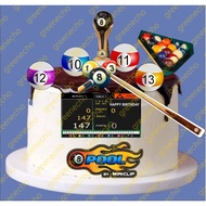 snooker pool 8 ball pool8ball cake topper (1set)