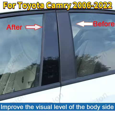6Pcs Car Window Door Column B C Pillar Post Cover Trim for Toyota Camry XV40 XV50 XV70 2006-2022 Bla