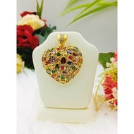 jewery33 m32สร้อยคอโชคเกอร์สองเกลียวพร้อมจี้หัวใจพลอยนพเก้า งานเพชร CZ