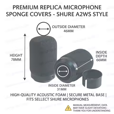 Replacement Shure SM57 A2WS Foam Microphone Windscreen Pop Filter with Metal Base Large Black Sponge
