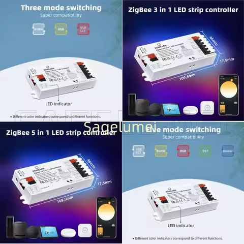 ZigBee3.0 DOM-Z-101P/103P/105P LED Controllers 5-in-1/3-in-1 DC12-24V Smart RGBCCT LED Controller Di