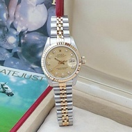 【大眾名錶】ROLEX 勞力士 69173 Datejust 女錶經典款 太陽圈 金色十鑽面盤 大眾名錶B1108