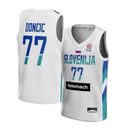 Doncic Slovenija 77 WHITE WHITE FIBA Swingman Basketball NBA Shirt T-Shirt Tshirt