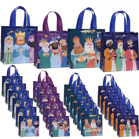 4/8/12Pcs Spain Three Kings Snowy Gift Wrapping Bags for Sweets Luxury Bags Festive Treat Candy Part