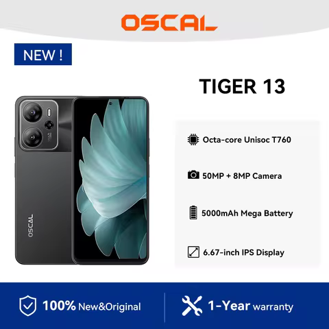 OSCAL TIGER 13 5G Smartphone 5000mAh, 6.67inch IPS Display, Unisoc T760,8GB+256GB, 50MP AI Camera, N