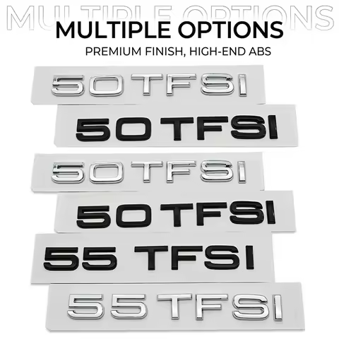 3D ABS 50 TFSI 55 TFSI Car Rear Trunk Emblem Badge For A6 A7 A8 Q7 Q8 Gloss Black Chrome Letters Log