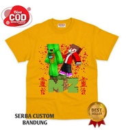 👕🎁🎀100-150cm เสื้อยืด พิมพ์ลาย Jj & Mikey Maizen Minecraft100-150