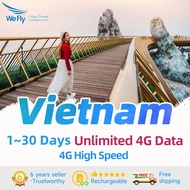 Wefly Vietnam SIM card Unlimited 4G Data 1-30 Days Daily 1GB/2GB/3GB Viettel