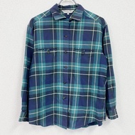 Christian Dior เสื้อเชิ้ตแขนยาว ลายตาราง สีเขียว สีน้ำเงิน ไซส์ M สินค้ามือสอง