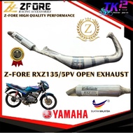ZFORE RACING PERFORMANCE EXHAUST OPEN ALLOY RXZ135/5PV HIGH QUALITY TECHNOLOGY BUATAN MALAYSIA 🇲🇾 PR