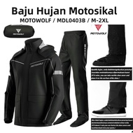 MOTOWOLF MDL0403B Waterproof Raincoat Baju Hujan Kalis Air Shoe Cover Jacket Jaket Lightweight hujan