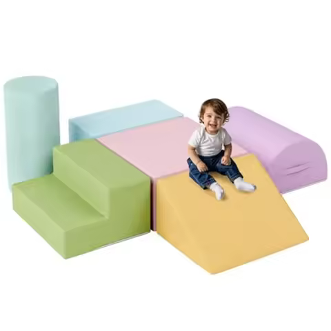 TOLEAD Large Baby Climbing Blocks 6 Pcs Soft Foam Play Gym for Toddlers Indoor Nursery Climbing Toys