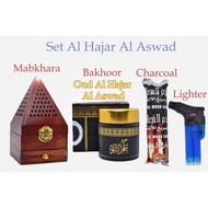 Mabkhara set/ starter full set includes 1 mabkhara, 1 bakhoor oudh al hajar al aswad , 1 packs