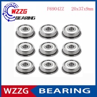WZZG  6904ZZ Flange Bearing 20x37x9mm  2PCS  Double Shielded Deep Groove Flanged F6904 Z ZZ