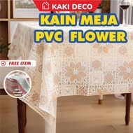 PVC Table Cloth Flower⭐Alas Meja Makan Kalis Air Kalis Minyak Meja Kopi Plastik 6 Seater 8 Seater