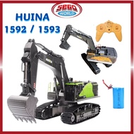 Huina 1593 Model RC Excavator Set 1592 Excavator 1550 RC Control 2.4GHz Remote Jauh Kawalan Kereta