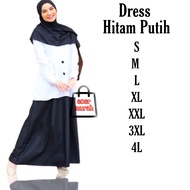 BAJU GAMIS SERAGAM HITAM PUTIH ASN PNS MODEL SETELAN WANITA JUMBO XXL XXXL 4L LD 110 120 130 2022