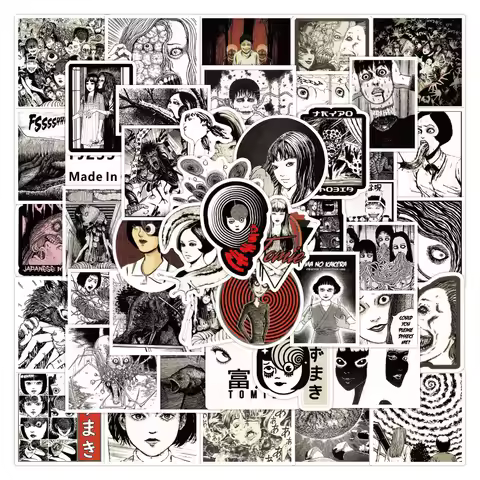 50Pcs Junji Ito Horror Manga Stickers Pack Tomie Uzumaki Character Decals Golden Memory Stickers Sto