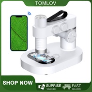 TOMLOV กล้องจุลทรรศน์ดิจิตอล WiFi ไร้สาย M1กล้องไมโครสโคป USB 1080P พร้อมกำลังขยาย80X 1000X กล้องจุล