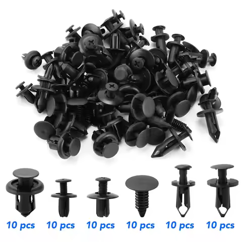 6 Size 60Pcs Auto Fastener Clips Vehicle Retainer Rivet Door Panel for corolla 2008 ix35 skoda yeti 
