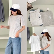 Zinnia/basic salt and pepper t-shirt with horse embroidery 10033