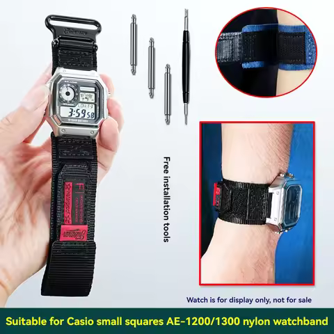 For CASIO AE-1000/ae1200WH/1300/1500 A168/W-218H Canvas watch chain Watch accessories 18mm AE1200 Wa