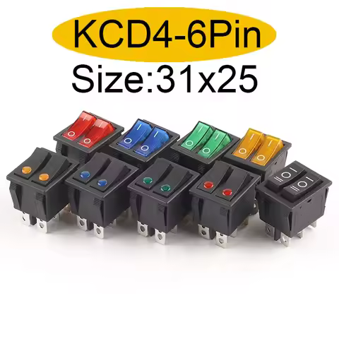 5PCS 31x25mm 6Pin 2/3 Position Double Light Rocker Switch 16A/250V 20A/125V ON-OFF/ON-OFF-ON Boat Po