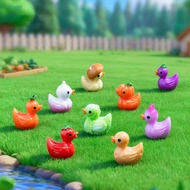 SHI  Micro Landscape 9 Pcs Cute Vegetable Duck Figurines Set – Mini Resin Eggplant Pumpkin Onion Duc
