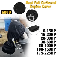 6-225HP Full Outboard Motor Engine Boat Cover 600D Waterproof Anti-scratch Heavy Duty Outboard Engine Protector Motor Bl