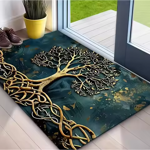 VIKAMA Tree Of Life Welcome Floor Mat Foyer Entrance Carpet Home Decor Living Room Bedroom Carpet Ho