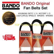 HYUNDAI GETZ 1.3, ACCENT 1.5 - FAN BELT 1 SET (3PCS) 4PK615 4PK845 4PK895
