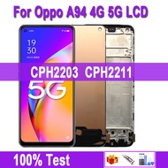 6.43 "AMOLED A94 OPPO หน้าจอ LCD สำหรับ5G CPH2211 LCD หน้าจอสัมผัสชุดประกอบ Digitizer A94 4G CPH2203