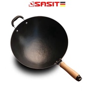 SASIT Cast Iron Wok Traditional Non-coated Frying Pan Non Stick Pan Stove Gas Stove Of Household Old-fashioned Wok