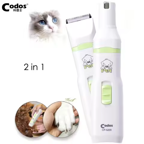 Codos CP-5200 2 in 1 Pet Dog Cat Hair Trimmer Paw Nail Grinder Grooming Clippers Nail Cutter Hair Cu