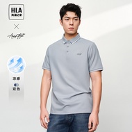 HLA เสื้อโปโลลําลองธุรกิจแฟชั่นสําหรับผู้ชายแขนสั้นฤดูใบไม้ผลิฤดูร้อนใหม่พร้อมปกกลับด้านรูปแบบการพิม